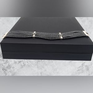 Napier Black/Gray Pearl 7 Strand Bracelet (3-3.5mm)